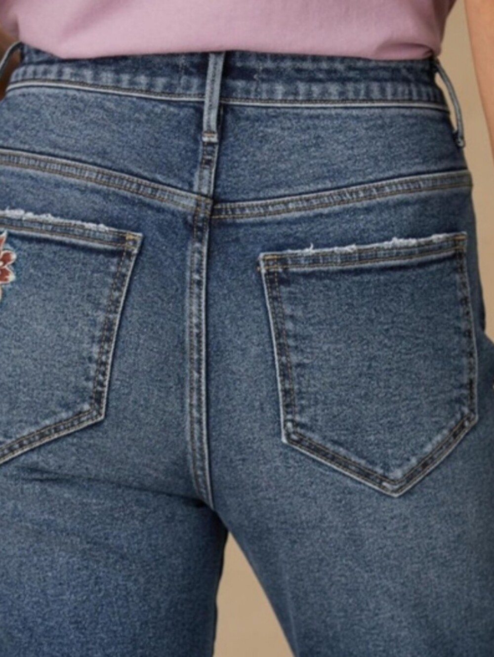 Driftwood Stella Bloom Embroidered Jeans in Dark Blue - Floral Detail - Picture 7 of 10